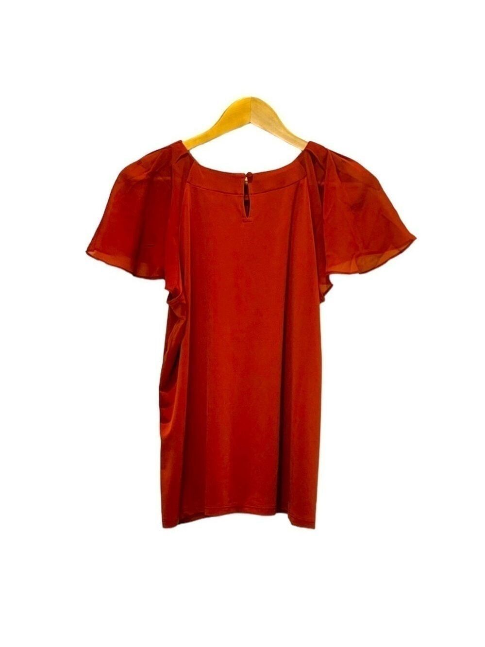 Calvin Klein Pleaded Sheer Flutter Short Sleeve Blouse Top Size M - Picture 5 of 12